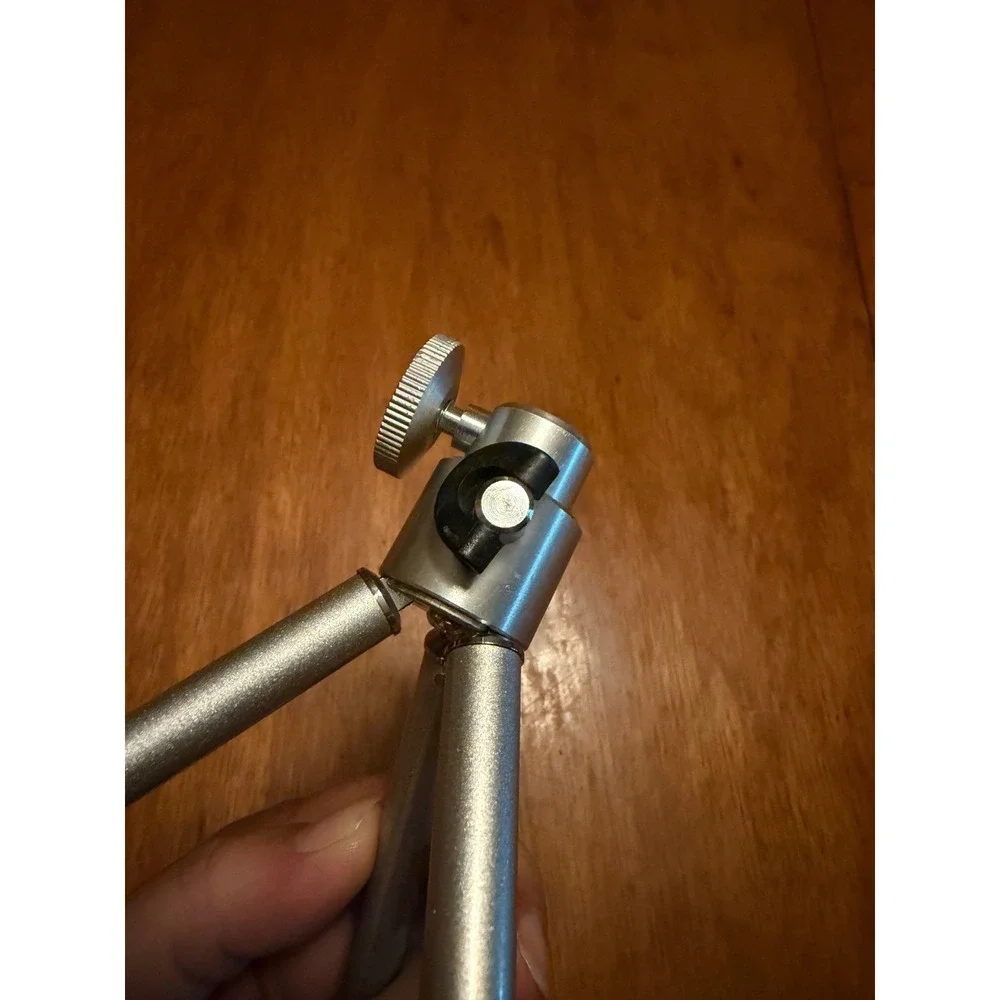 Mini Tabletop Tripod Silver Metal Portable‎ Compact Camera Stand 5 Inch Foldable